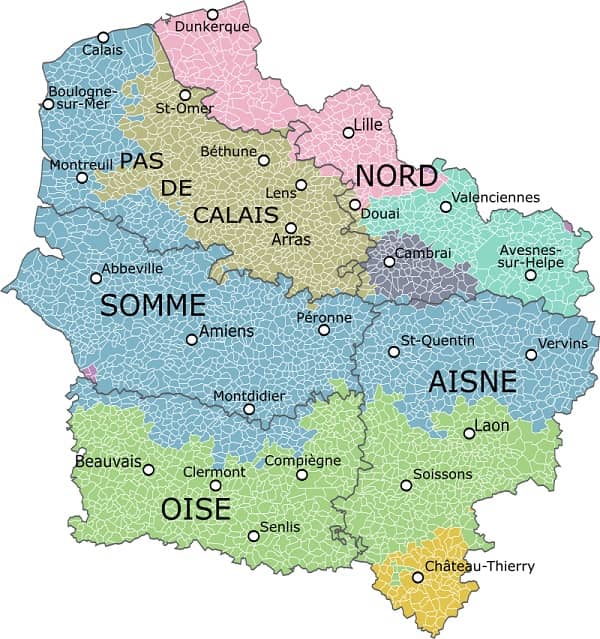 départements en région hauts de france